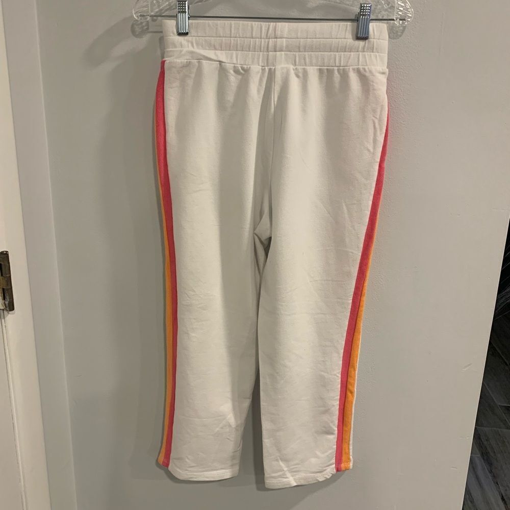 Belle by Kim Gravel White and Orange Joggers with Elastic Waist